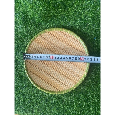 Đĩa nhựa giả mây tre đan tròn 30cm - Chân đế, phù hợp cho hoa quả, chỉ 15.000₫