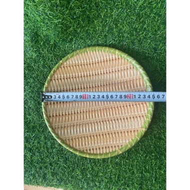 Đĩa nhựa giả mây tre đan tròn 30cm - Chân đế, phù hợp cho hoa quả, chỉ 15.000₫