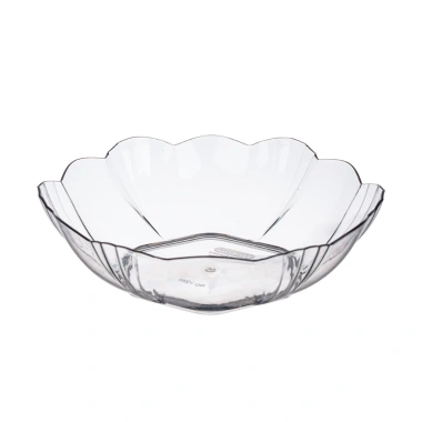 Đĩa nhựa hoa 6 cánh giả thuỷ tinh Hokori trong suốt - Đựng hoa quả, salad, 45k