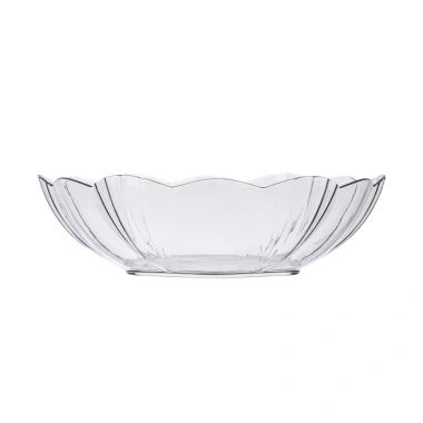 Đĩa nhựa hoa 6 cánh giả thuỷ tinh Hokori trong suốt - Đựng hoa quả, salad, 45k
