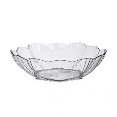 Đĩa nhựa hoa 6 cánh giả thuỷ tinh Hokori trong suốt - Đựng hoa quả, salad, 45k