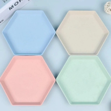 Đĩa nhựa lúa mạch hình lục giác 12.5cm - Đựng bánh kẹo, trái cây, trang trí tiệc, 9.900₫