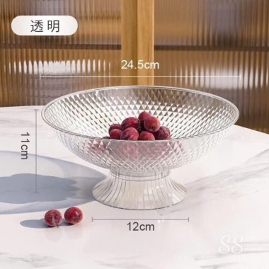 Đĩa nhựa mâm bồng pha lê giả đựng trái cây, đế hứng nước, khay kẹo hoa quả sang trọng phòng khách 4