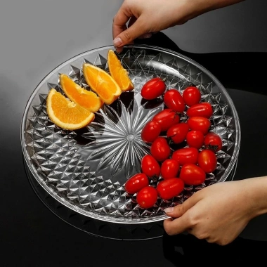 Đĩa nhựa nguyên sinh họa tiết kim cương sang trọng - Đựng bánh kẹo, hoa quả, đồ ăn vặt, decor, 15.600₫