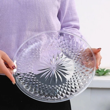 Đĩa nhựa nguyên sinh họa tiết kim cương sang trọng - Đựng bánh kẹo, hoa quả, đồ ăn vặt, decor, 15.600₫