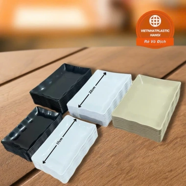 Đĩa Nhựa Phíp Chữ Nhật 3 Size 3 Màu Nâu Đen Trắng - Việt Nhật, Đựng Hoa Quả Bánh Kẹo, Giá Ưu Đãi 8.735 VND