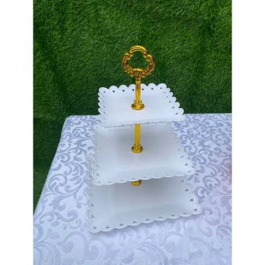 Đĩa nhựa trắng 3 tầng sang trọng, đựng bánh kẹo, hoa quả - Giá ưu đãi 15.000đ, giảm 3.000đ 3