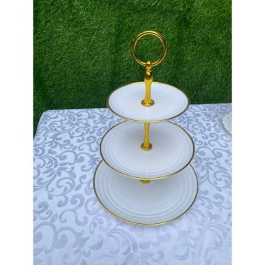Đĩa nhựa trắng 3 tầng sang trọng, đựng bánh kẹo, hoa quả - Giá ưu đãi 15.000đ, giảm 3.000đ 5