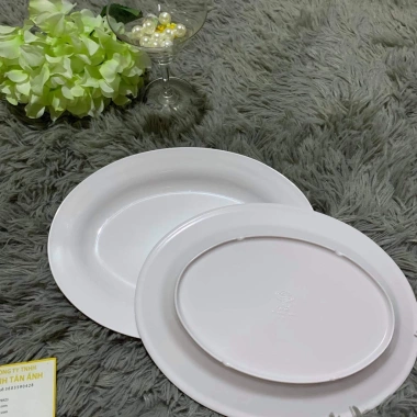 Dĩa Nhựa Xoài HX Trắng Nhỏ-Trung-Lớn - Melamine an toàn, dễ vệ sinh, chỉ 34.000 VND