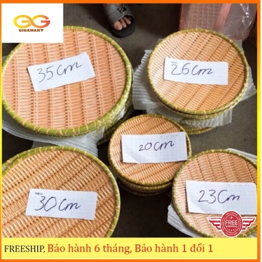 Đĩa phíp giả mây tre nhựa, tròn size, có chân đế cho hoa quả, bún, đậu, mắm tôm