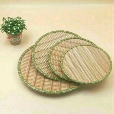 Đĩa phíp giả mây tre nhựa, tròn size, có chân đế cho hoa quả, bún, đậu, mắm tôm