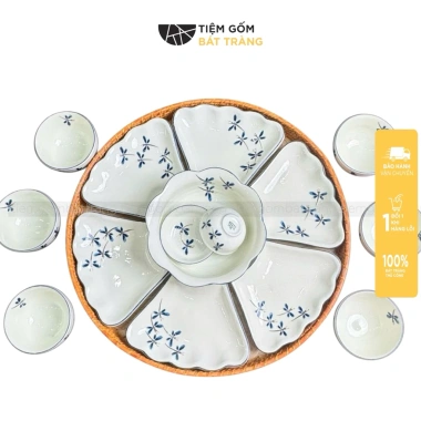 Đĩa Sứ Bát Tràng Hoa Mặt Trời – Mâm Cơm Decor Chuồn Chuồn, Bày Thức Ăn Cúng, Giá 350.000₫