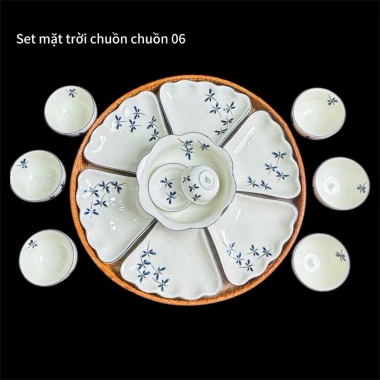 Đĩa Sứ Bát Tràng Hoa Mặt Trời – Mâm Cơm Decor Chuồn Chuồn, Bày Thức Ăn Cúng, Giá 350.000₫
