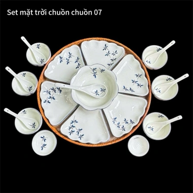 Đĩa Sứ Bát Tràng Hoa Mặt Trời – Mâm Cơm Decor Chuồn Chuồn, Bày Thức Ăn Cúng, Giá 350.000₫