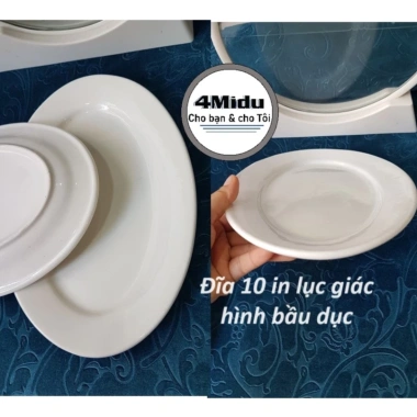 Đĩa sứ trắng hình bầu dục 10 inch - Gốm sứ cao cấp, chịu nhiệt tốt, giá 30.000₫ Đĩa sứ trắng hình bầu dục 10 inch - Gốm sứ cao cấp, chịu nhiệt tốt, giá 30.000₫