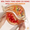 Đĩa Thủy Tinh Cá Song Ngư Hồ Phách Bày Mứt Tết Phong Thủy Quà Biếu Tài Lộc 314DT