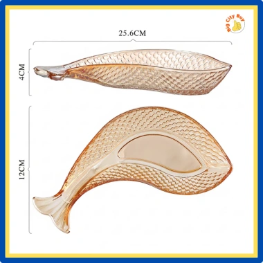 Đĩa Thủy Tinh Cá Song Ngư Hồ Phách Bày Mứt Tết Phong Thủy Quà Biếu Tài Lộc 314DT
