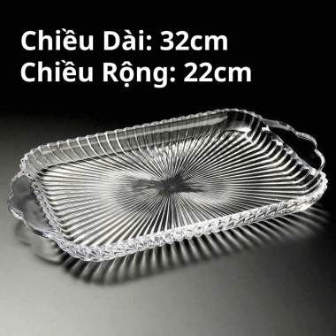Đĩa thủy tinh DELISOGA chữ nhật cao cấp – khay úp cốc, đựng hoa quả, giảm giá 129k