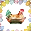 Đĩa thủy tinh N và X Hen On Nest - Đĩa kẹo pha lê nắp, bát gà mái, giảm giá 10