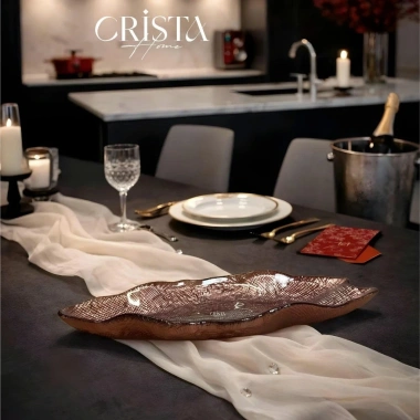 Đĩa Thủy Tinh Vân Lượi Bầu Dục 43x17cm CRISTA HOME - Giá ưu đãi 459.000 VND 2