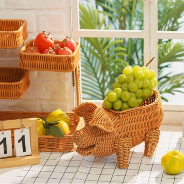 Đĩa trái cây mây giả RYEIGHTON đa năng, khay trà bánh mì, giảm 21% còn 69.520₫ 9