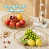 Đĩa Trái Cây Viền Hoa Cao Cấp Viền Vàng Sang Trọng - Đựng Hoa Quả & Bánh Kẹo Trang Trí Bàn Ăn Xclean 30k