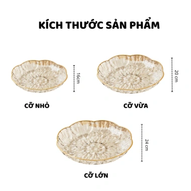 Đĩa Trái Cây Viền Hoa Cao Cấp Viền Vàng Sang Trọng - Đựng Hoa Quả & Bánh Kẹo Trang Trí Bàn Ăn Xclean 30k