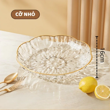Đĩa Trái Cây Viền Hoa Cao Cấp Viền Vàng Sang Trọng - Đựng Hoa Quả & Bánh Kẹo Trang Trí Bàn Ăn Xclean 30k