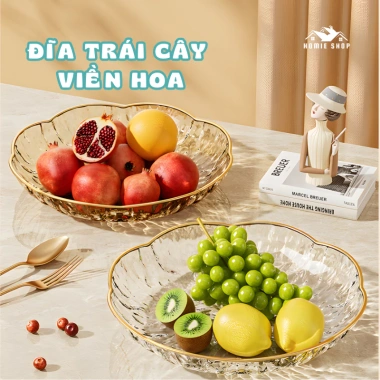 Đĩa Trái Cây Viền Hoa Vàng Sang Trọng Cao Cấp - Đựng Hoa Quả, Bánh Kẹo Trang Trí Bàn Ăn Homie Giá 29.000