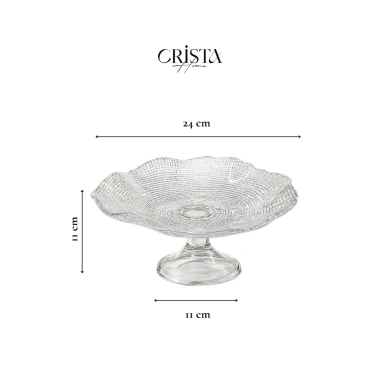 Đĩa trang trí chân bồng vân lưới 24cm trong suốt - ánh bạc - ánh vàng, hoàn hảo cho trái cây tết đẹp