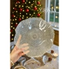Đĩa trang trí chân bồng vân lưới 24cm trong suốt - ánh bạc - ánh vàng, hoàn hảo cho trái cây tết đẹp 9