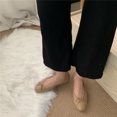 DIAIRIZ Giày Búp Bê Phẳng Dongdaemun Size 35-40 Miệng Nông Mũi Tròn Bow 4 Màu 6