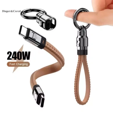 DIAPER & CORED Cáp USB‑C 240W 5A Ngắn Loại C, Móc Khóa Di Động, Sạc Nhanh Android