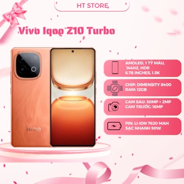 Điện thoại iQOO Z10 Turbo Dimensity 8.400 – Pin 7.620mAh, Màn 144Hz, Giá chỉ 7,990,000₫