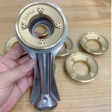 Điếu inox + Đầu đốt chia lửa bếp gas Sen đồng Japan – Hỏa tốc, linh kiện kèm bass, vít – Lửa xanh