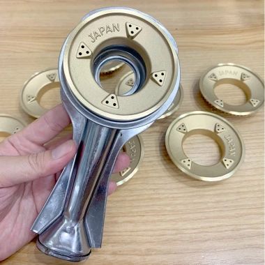 Điếu inox + Đầu đốt chia lửa bếp gas Sen đồng Japan – Hỏa tốc, linh kiện kèm bass, vít – Lửa xanh