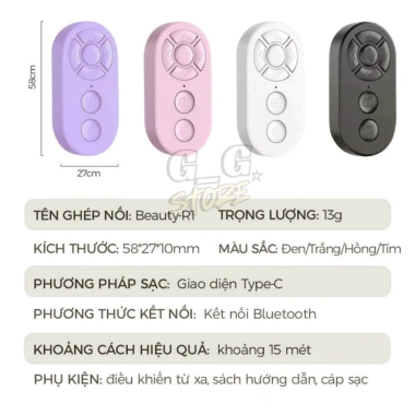 Điều Khiển Selfie Bluetooth Chụp Ảnh Từ Xa, Quay Video, Lật Trang, Sạc Lại - 79k 2