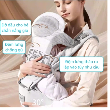 Địu Bé Sơ Sinh 9 Tư Thế Trợ Lực Chống Gù An Toàn 0-3 Tuổi: Giá Ưu Đãi 459.000₫
