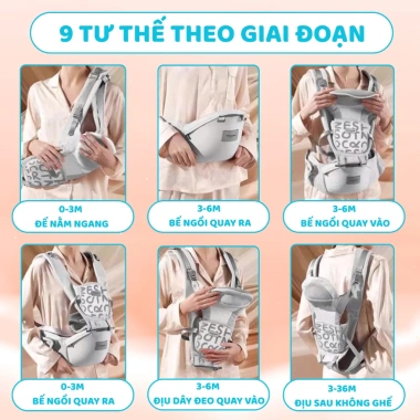 Địu Bé Sơ Sinh 9 Tư Thế Trợ Lực Chống Gù An Toàn 0-3 Tuổi: Giá Ưu Đãi 459.000₫