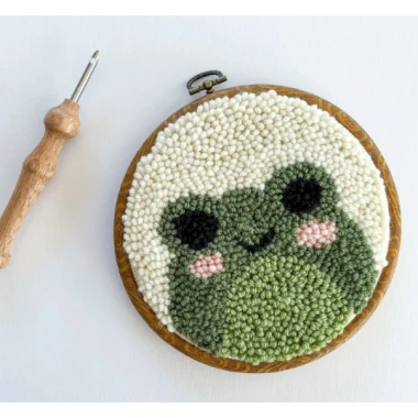 DIY Kit Thêu Len Nổi Khung Tròn Punch Needle - Video + Giấy Hướng Dẫn, Quà Tặng Handmade, 45.000đ