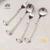 Đồ Ăn Hoạt Hình Chó Con Heo Thép Không Gỉ Muỗng Nĩa Dao Kéo Di Động Hộp Bảo Quản Trẻ Em 3