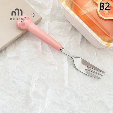 Đồ Ăn Hoạt Hình Chó Con Heo Thép Không Gỉ Muỗng Nĩa Dao Kéo Di Động Hộp Bảo Quản Trẻ Em