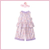 Đồ bé gái áo sát nách cổ tròn viền bèo + quần ống rộng họa tiết hoa dễ thương Kids 3