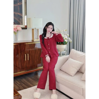 Đồ bộ áo dài quần dài Juhi thiết kế tinh tế vải mềm mại giá ưu đãi 168.350đ