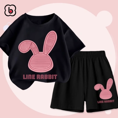 Đồ bộ bé gái BabyloveGO AQ-RB33 ngắn tay in hình thỏ Line Rabit - Giá 189.000₫