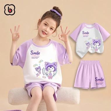 Đồ bộ bé gái BabyloveGO mùa hè thun cotton mềm nhẹ, thoáng mát cho bé 1-10 tuổi 2