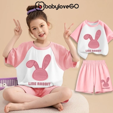 Đồ bộ bé gái BabyloveGO thun cotton ngắn tay in hình thỏ Rabbit BT4-RB33 giá 189k