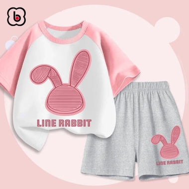 Đồ bộ bé gái BabyloveGO thun cotton ngắn tay in hình thỏ Rabbit BT4-RB33 giá 189k