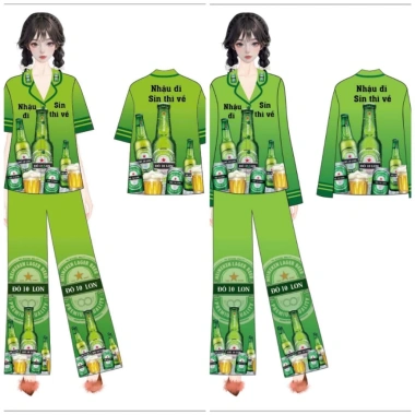 Đồ bộ Bia Tết 2 size Latin tơ tằm in hình bia Ken xanh Gơ đỏ Gu bạc - Giá 160.000đ 2