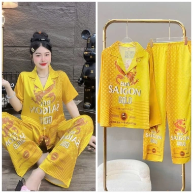 Đồ bộ Bia Tết 2 size Latin tơ tằm in hình bia Ken xanh Gơ đỏ Gu bạc - Giá 160.000đ 8